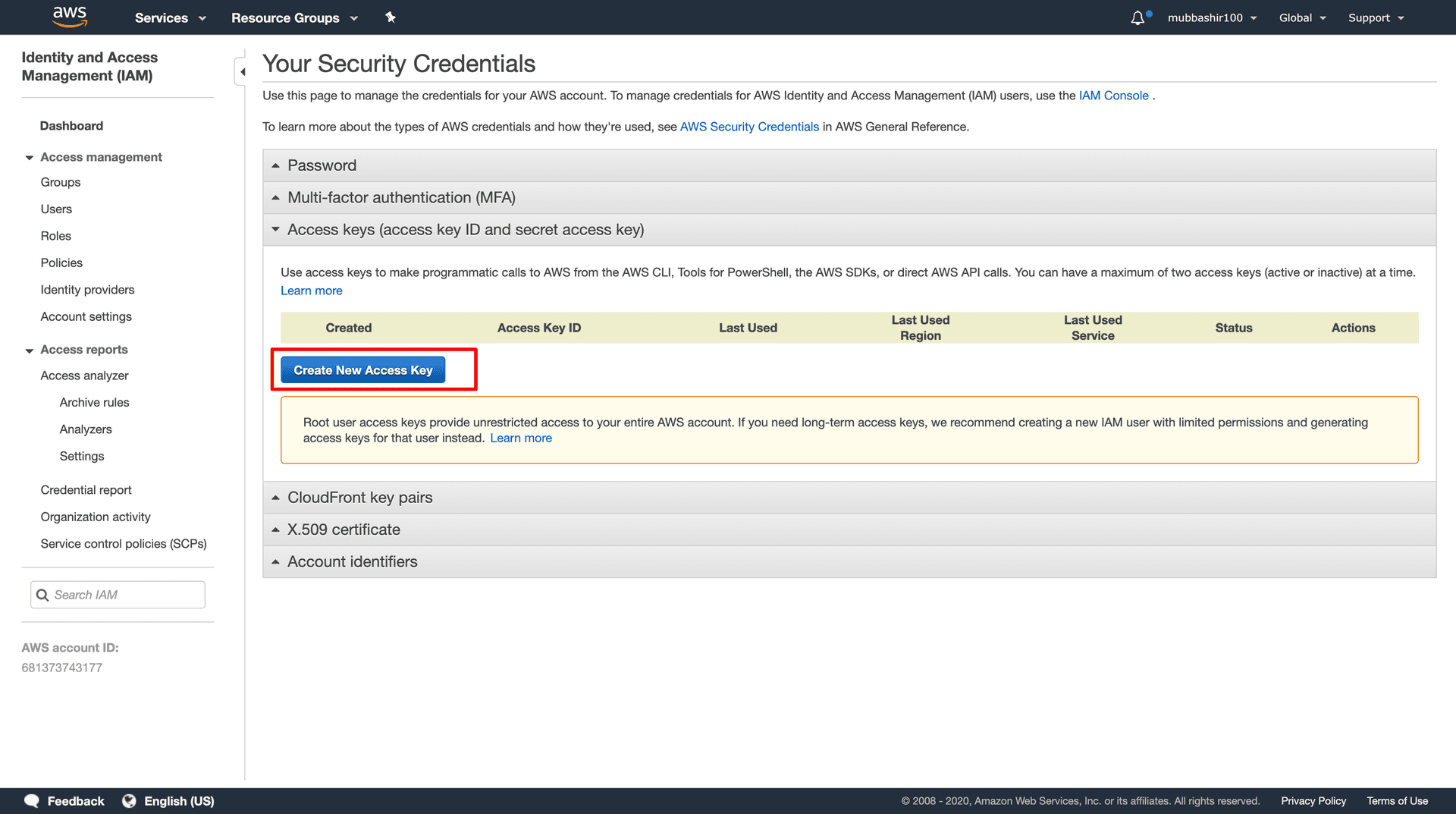 New AWS Access Key