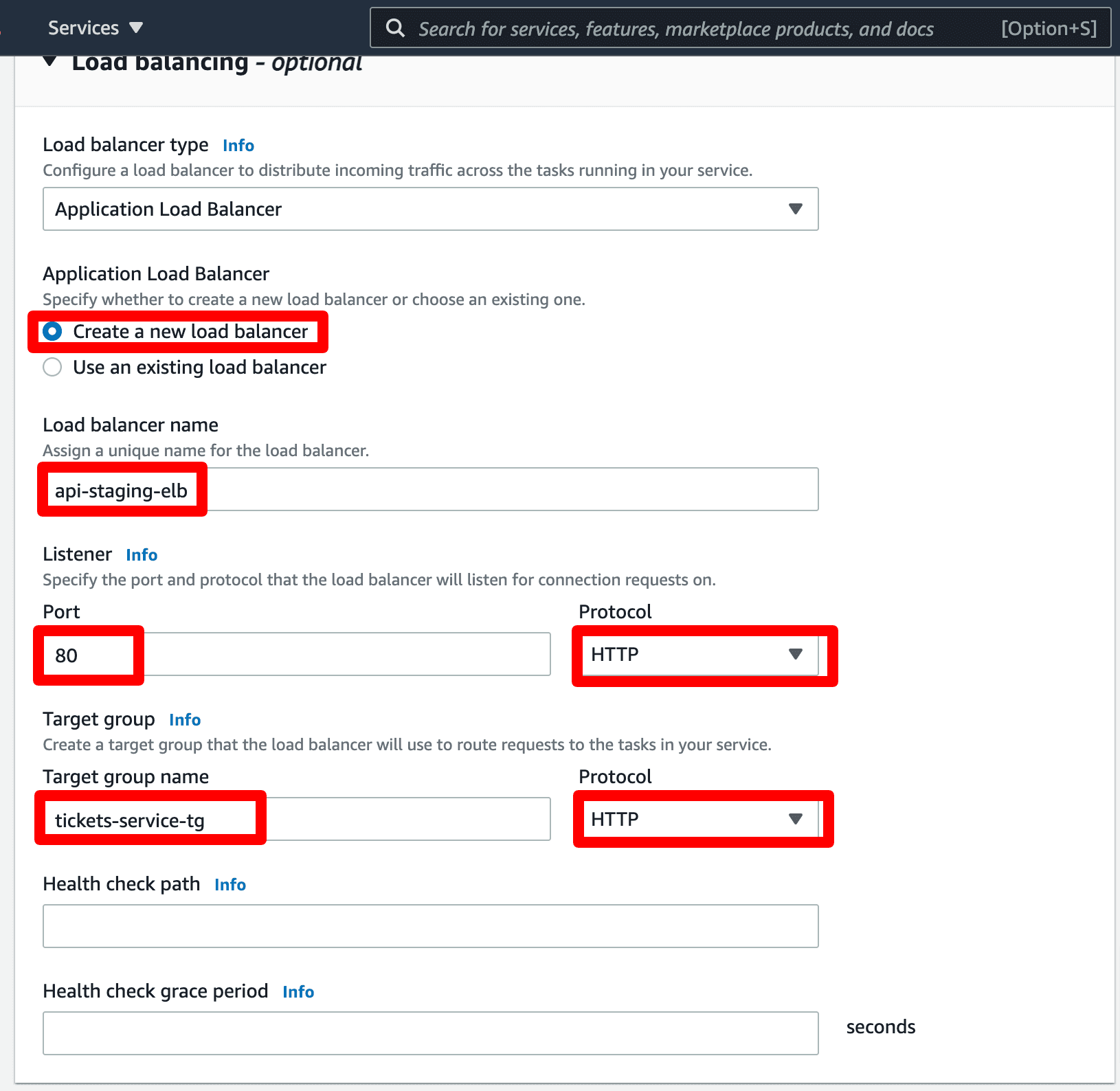 AWS ELB in AWS ECS Service