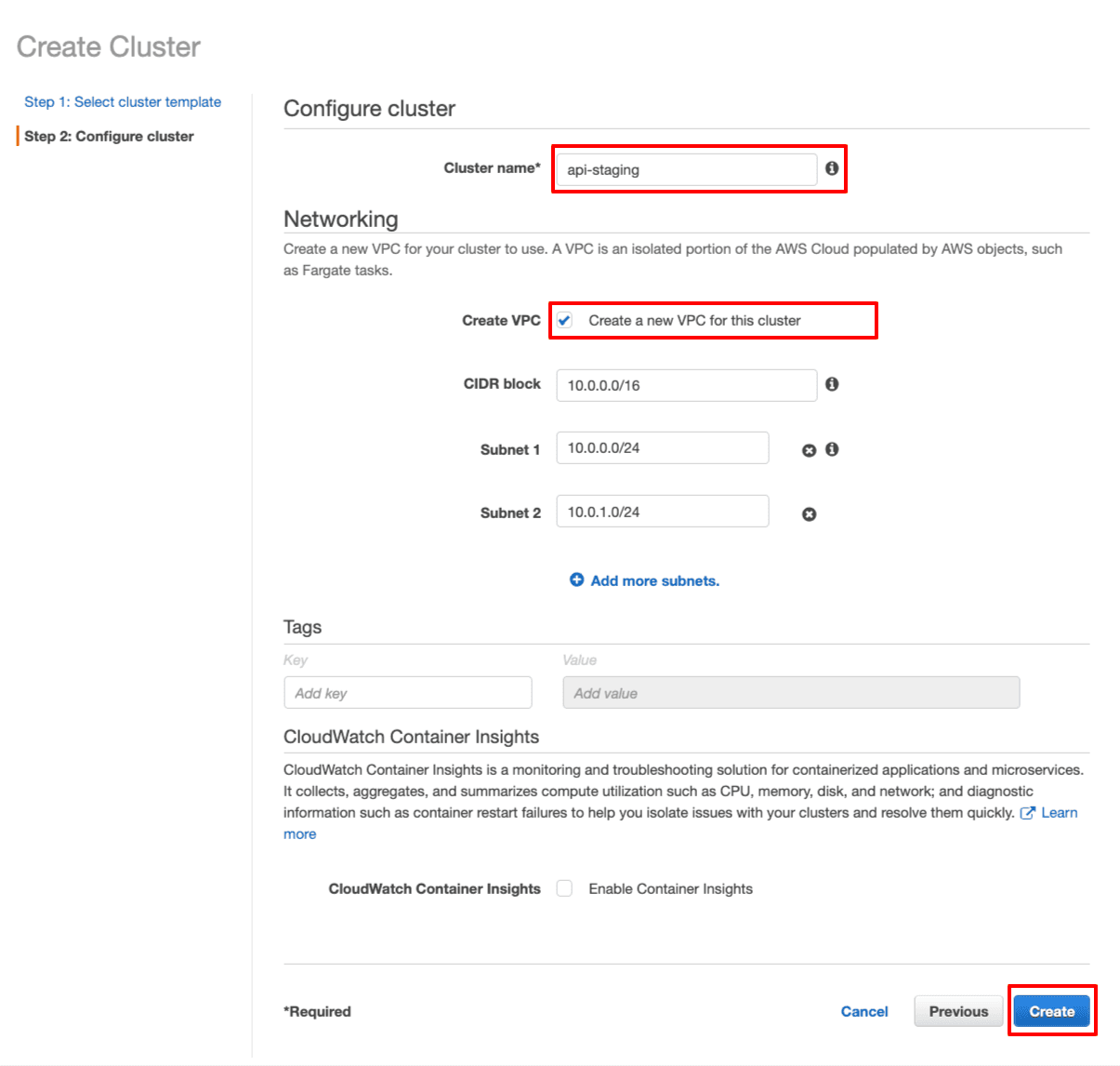 AWS ECS Cluster Configuration