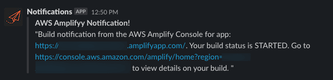 AWS Slack Notification from AWS Amplify