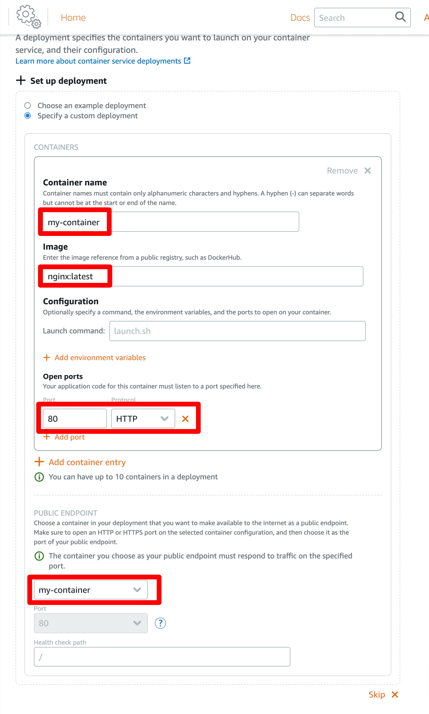 AWS Lightsail Container Deployment