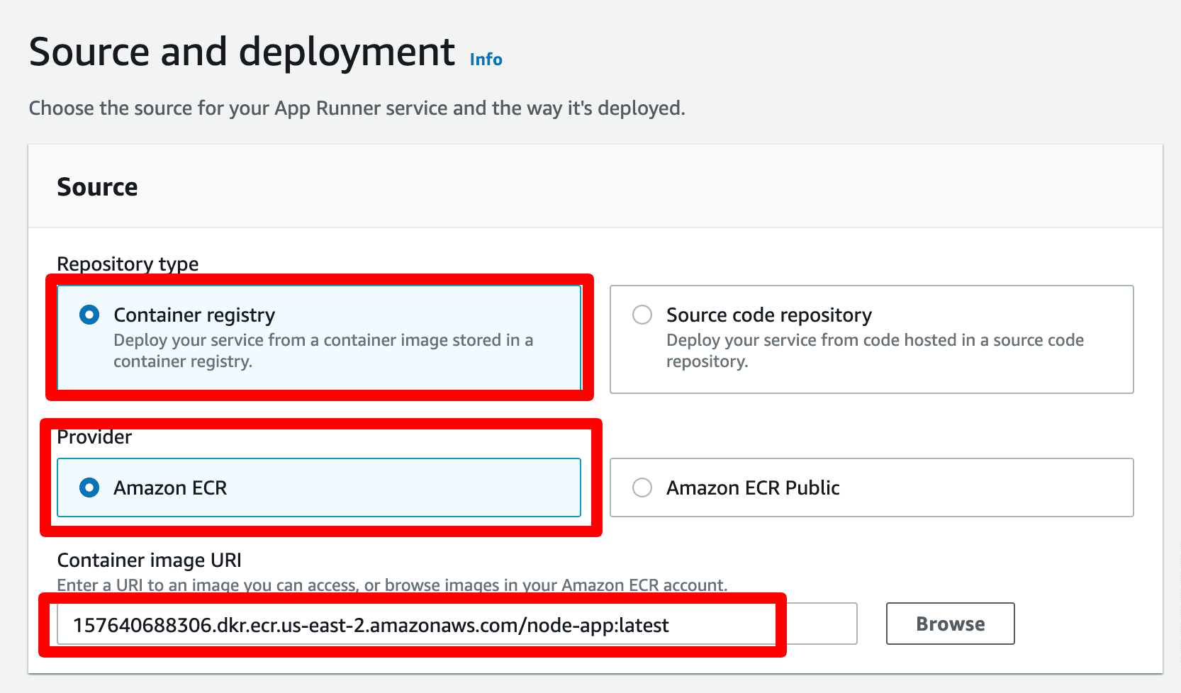 Create an App Runner service from AWS ECR