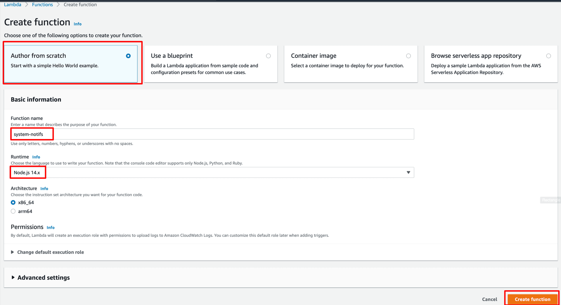 Create AWS Lambda Function