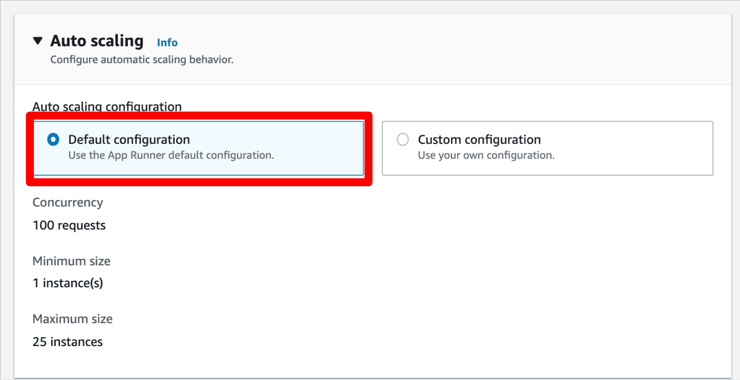 AWS App Runner auto-scaling options