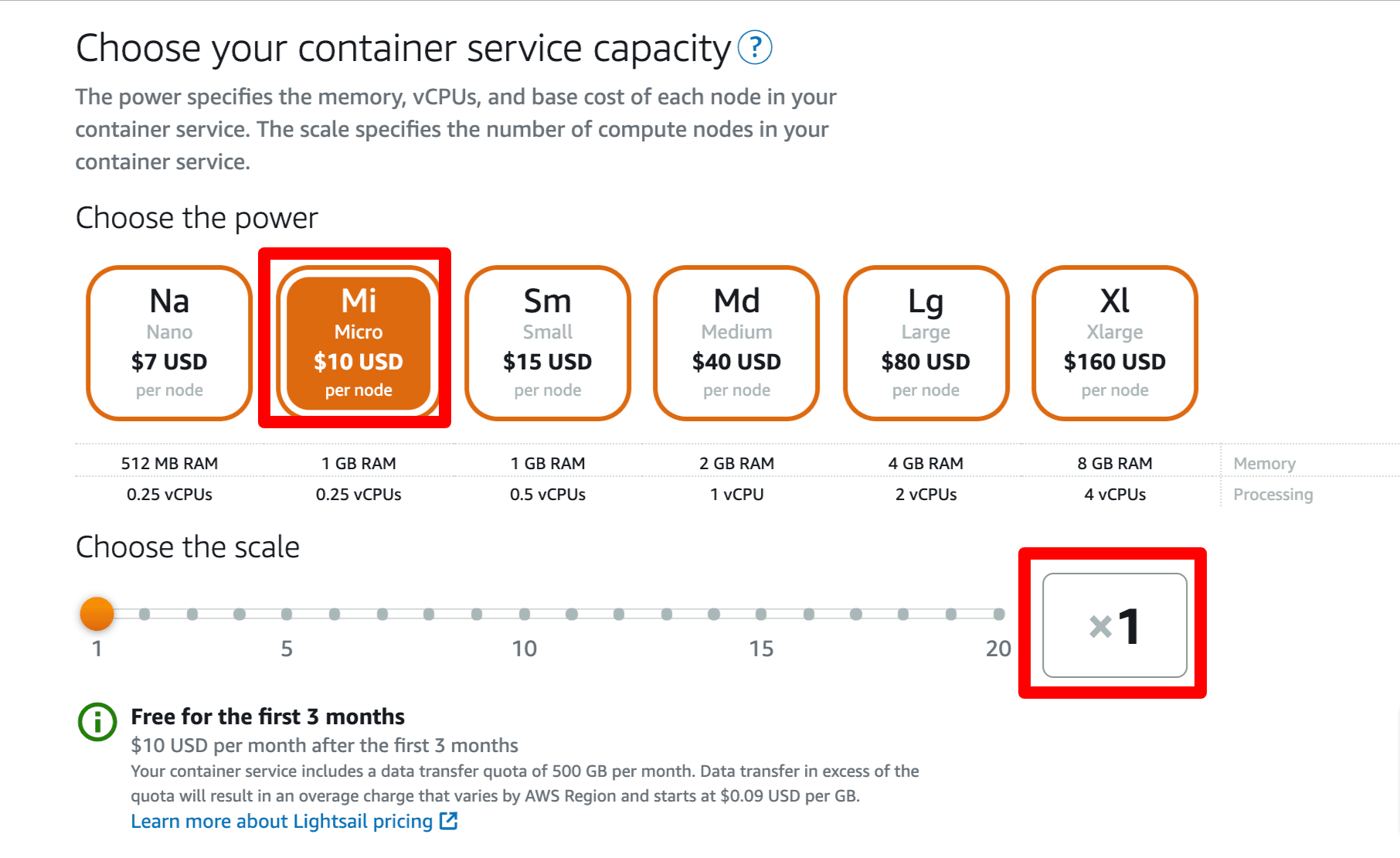 Fixed pricing container deployment in AWS Lightsail