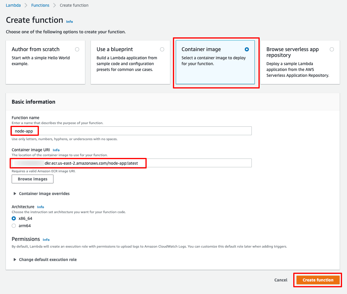 AWS Lambda Function with Container Configuration