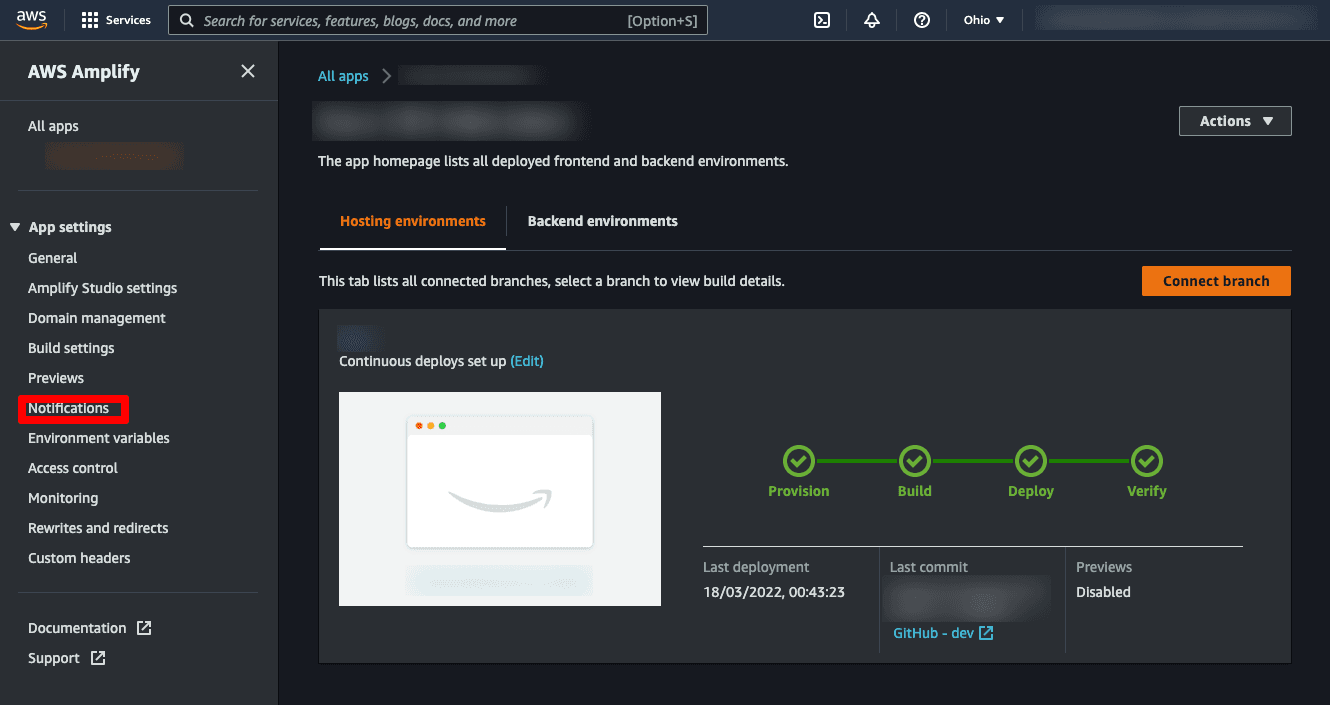 AWS Amplify App Details