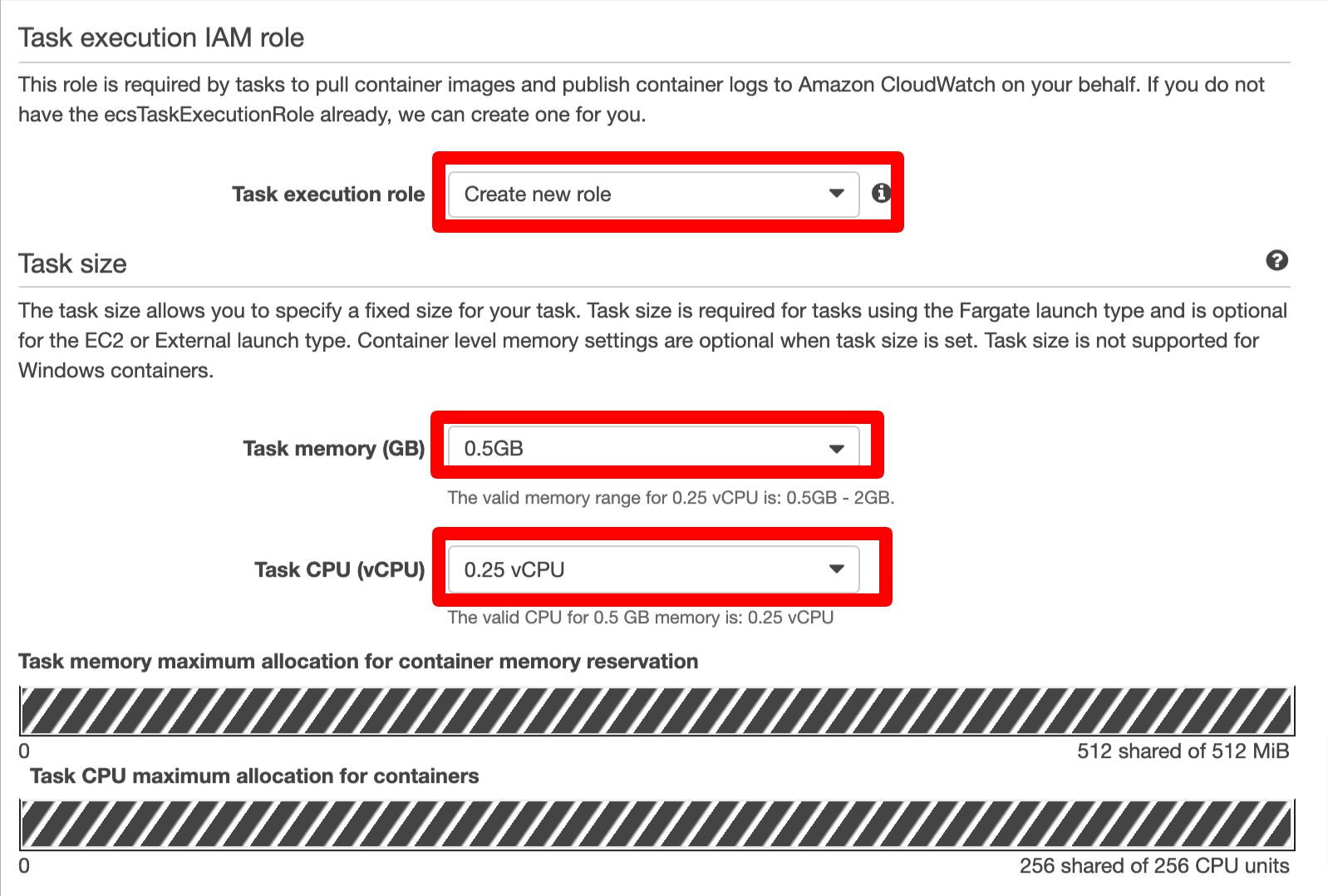 Task Definition Resources in AWS ECS